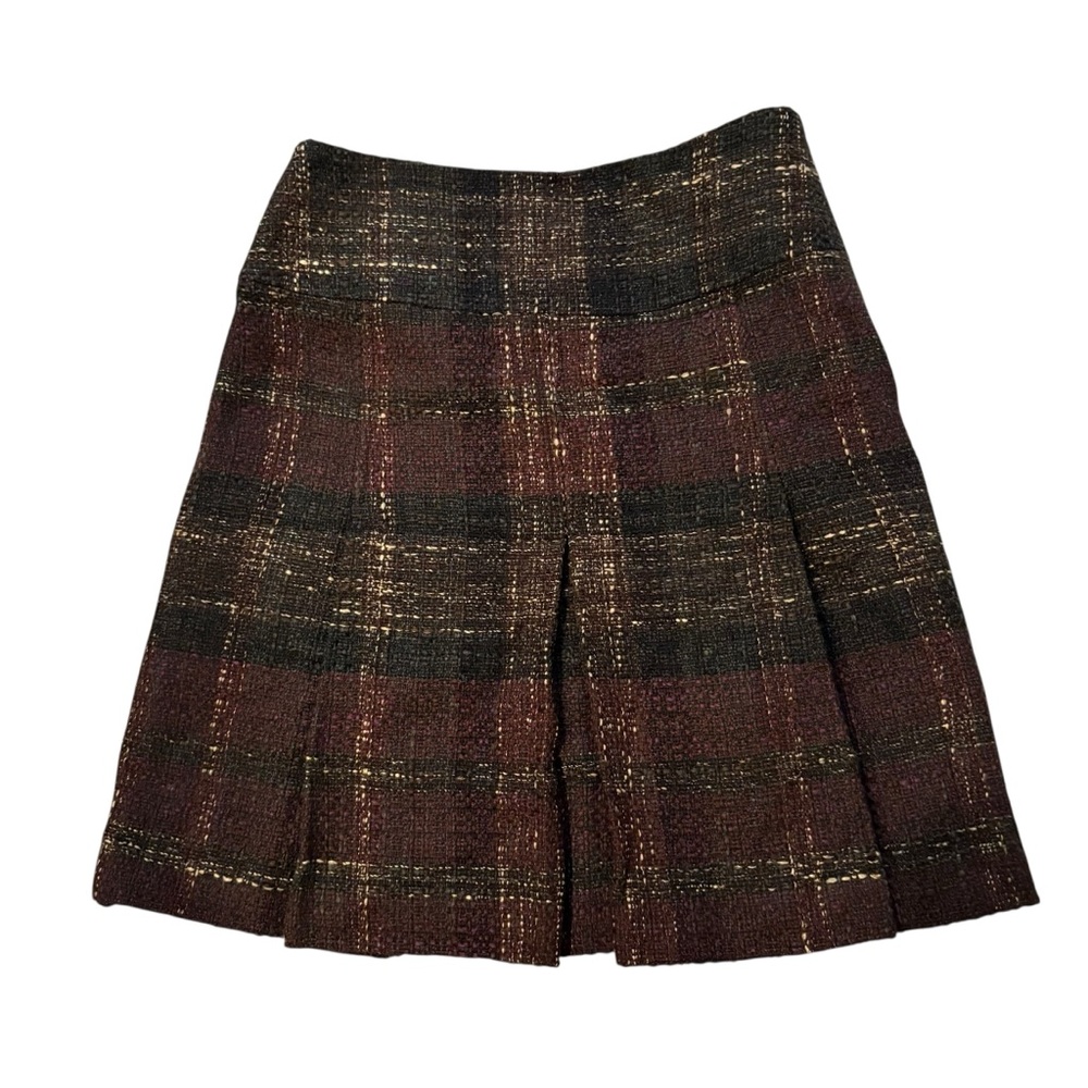 Akris Punto Multicolor Double Pleat Tweed Wool Blend Skirt, Sz 6 - Picture 5 of 13